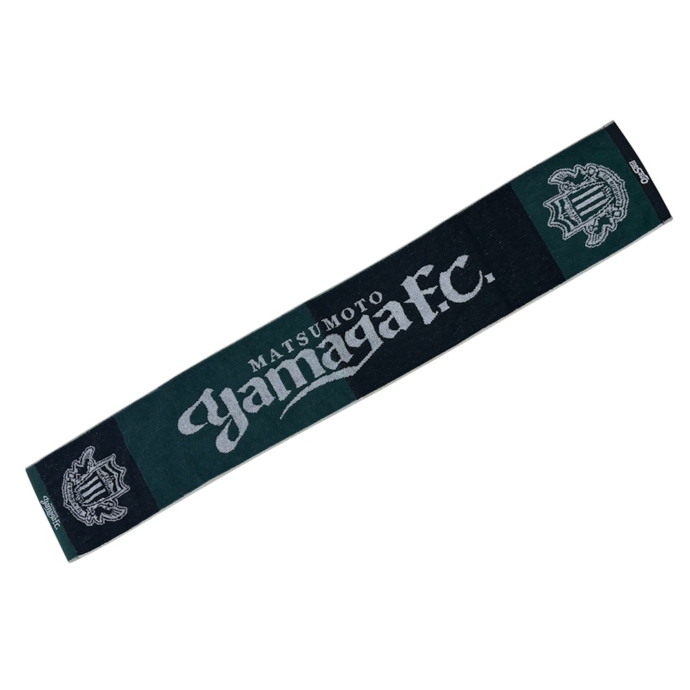 タオルマフラー(グリーン×ブラック/銀糸)