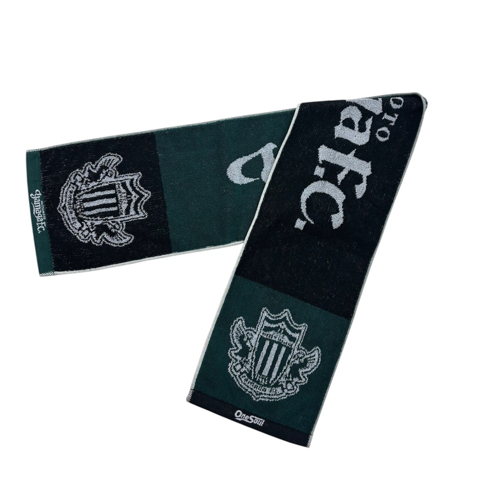 タオルマフラー(グリーン×ブラック/銀糸)
