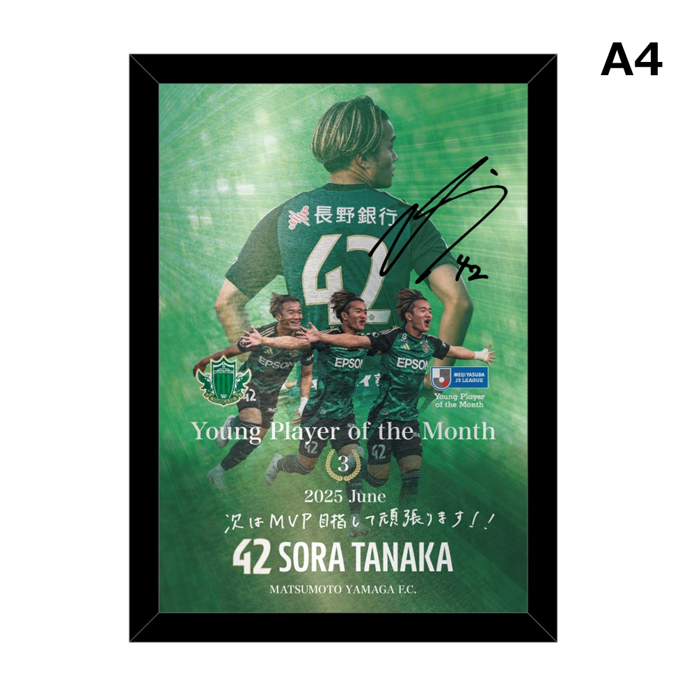 【受注】6月度J3リーグベストヤングプレーヤー受賞記念A4メタルグラフィー田中選手(直筆サイン入り)