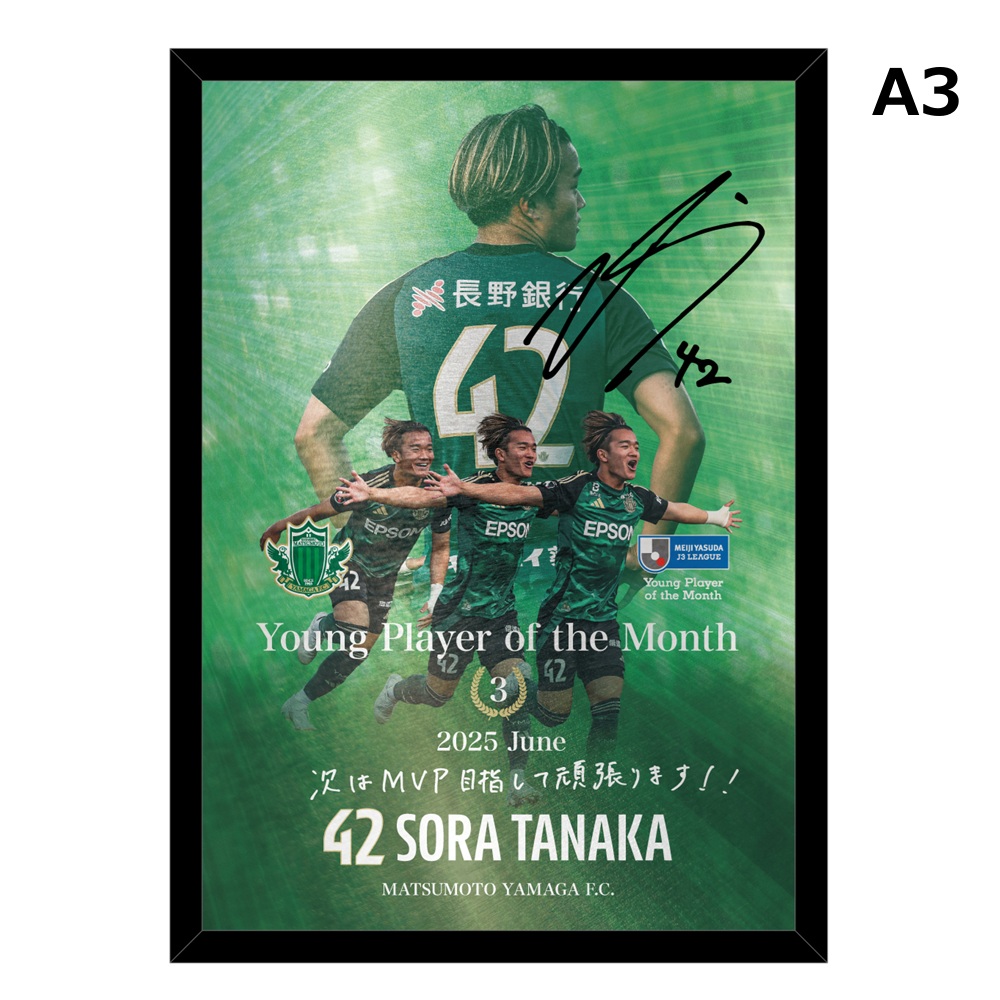 【受注】6月度J3リーグベストヤングプレーヤー受賞記念A3メタルグラフィー田中選手(直筆サイン入り)
