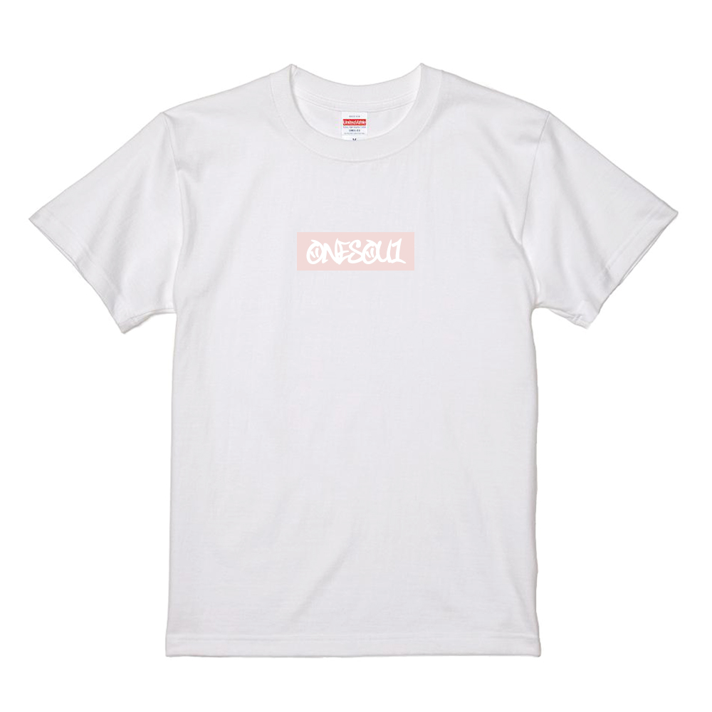 【各サイズ残り1点】OneSoul BOX LOGO Tシャツ(通常シルエット)　ホワイト