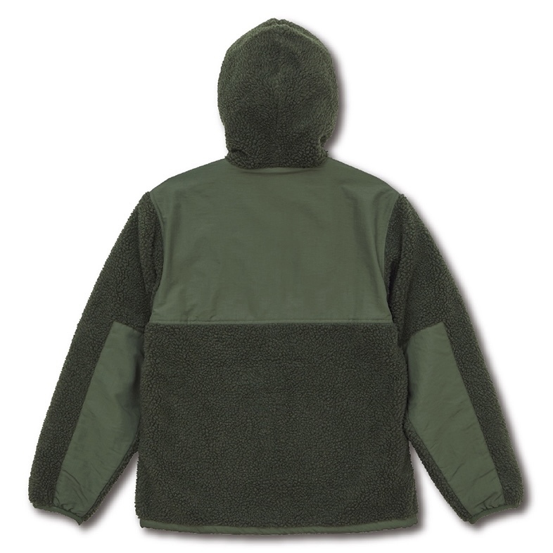 【XLサイズ残り1点】ボアフードジャケット(グリーン / 反射材ロゴ)